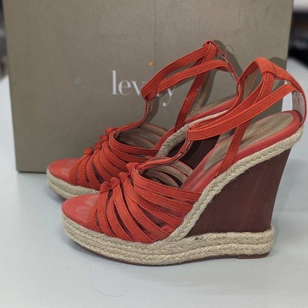 Boho Coastal Y2K Resort Chich Orange Izzy Espadrille Wedge Sandals Levity 7M